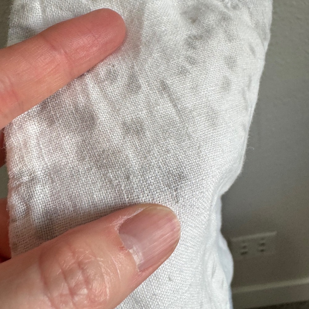 Lungo L'Arno Italy 100% Linen Midi Dress White Grey Printed Pockets M Lagenlook‎ - Picture 6 of 14